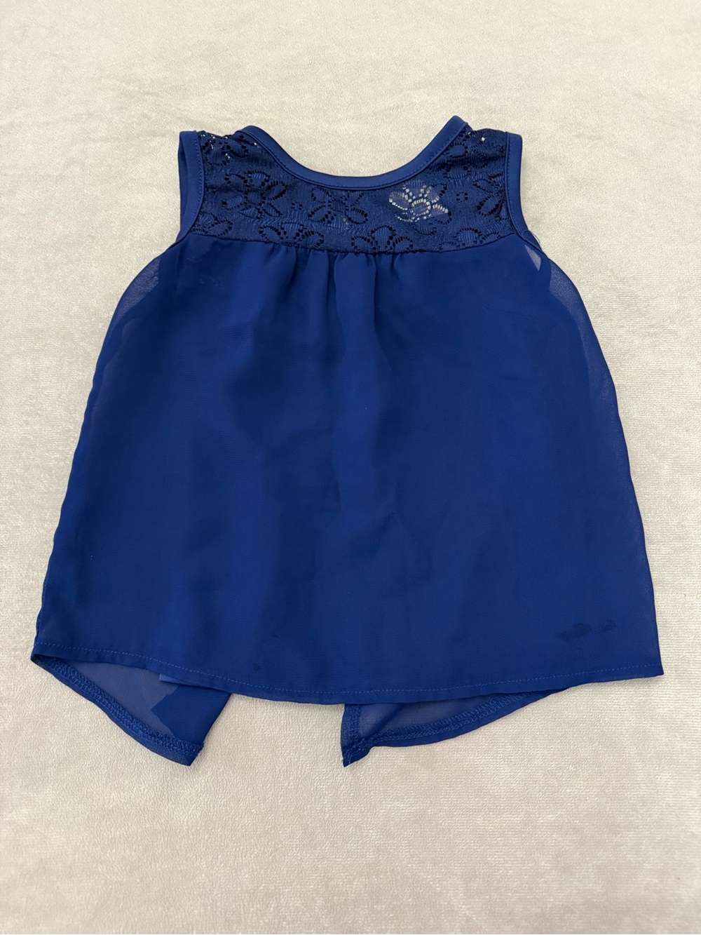 Forever Me Girls 3T Blue Chiffon Lace Overlay Tank Top Blouse Sleeveless Toddler